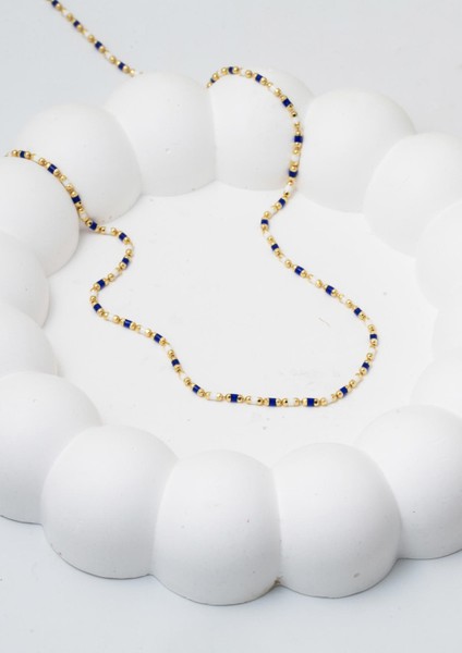 14 Ayar Altın Lacivert Mineli Kolye modelleri