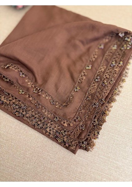 Anne Eli Ile Işlenmiş Tığ Oyalı Yazma Örtü Yerli Üretim 100X100CM