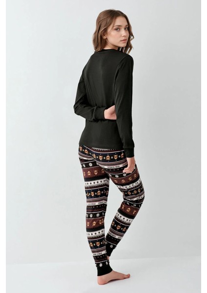 %100 Pamuklu Anne & Kız Çocuk Baskılı Antrasit Ikili Pijama Takımı L1.AR.346.1.002 indirimleri