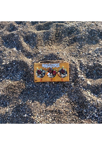 Hoşgeldiniz Deniz Kabuklu El Yapımı Ahşap Anahtarlık Askısı fırsatları