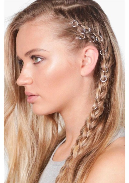 Kadın 18'li Trendy Silver Saç Küpe Seti