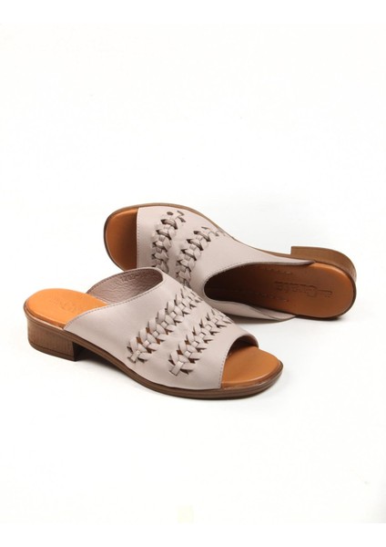 /dina Grata-Kadın Gri Hakiki Deri Terlik modelleri