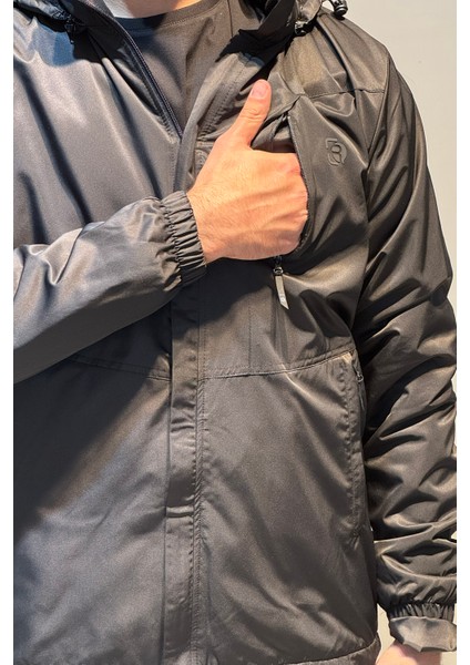 Erkek Kapüşonlu Cep Detaylı Içi Polar Kışlık Mont 2571 Siyah