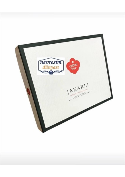 Çift Kişilik Jakarlı Saten Nev Takımı Leaf Buz Mavisi fırsatları