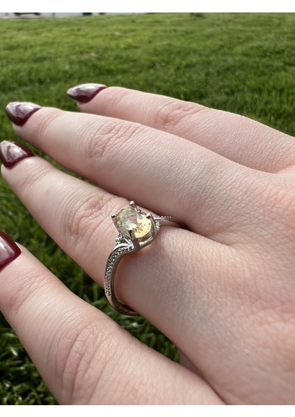 Sitrin Oval Kristal Kesim Doğal Taş Yüzük TKY0347
