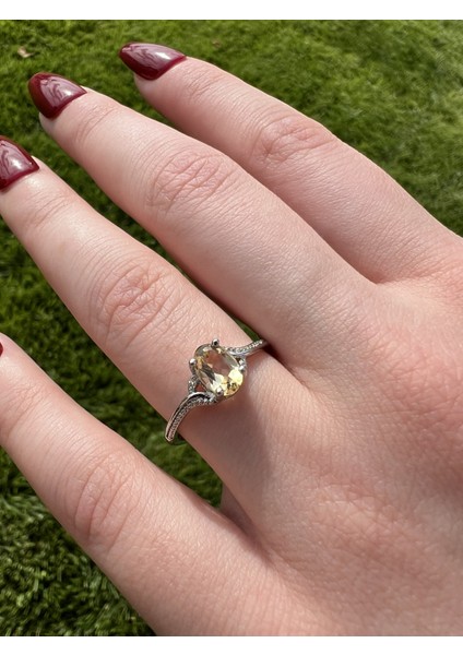 Sitrin Oval Kristal Kesim Doğal Taş Yüzük TKY0347 fiyatları