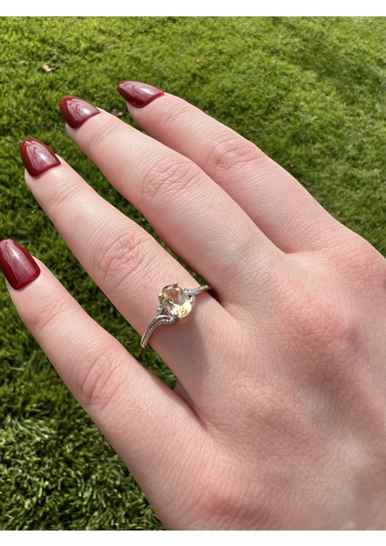 Sitrin Oval Kristal Kesim Doğal Taş Yüzük TKY0347 modelleri