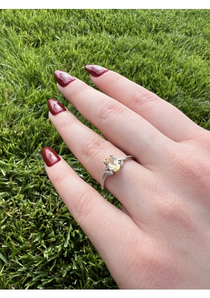 Sitrin Oval Kristal Kesim Doğal Taş Yüzük TKY0347 fırsatları