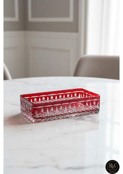 El Yapımı Kristal Royal Desenli Baton Dekoratif Sunumluk Sofra Sunum Kasesi