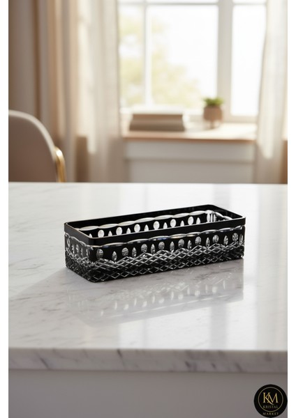 El Yapımı Kristal Royal Desenli Baton Dekoratif Sunumluk Sofra Sunum Kasesi