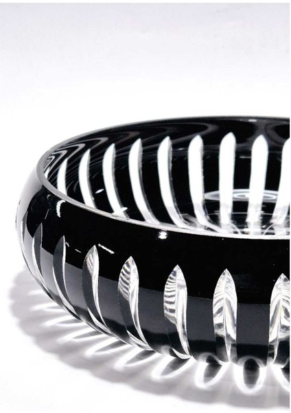 28CM Kristal Kesme Vertical Dekor Siyah Büyük Kase modelleri