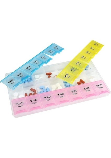 Haftalık Renkli ilaç Saklama Kutusu 7 Bölmeli