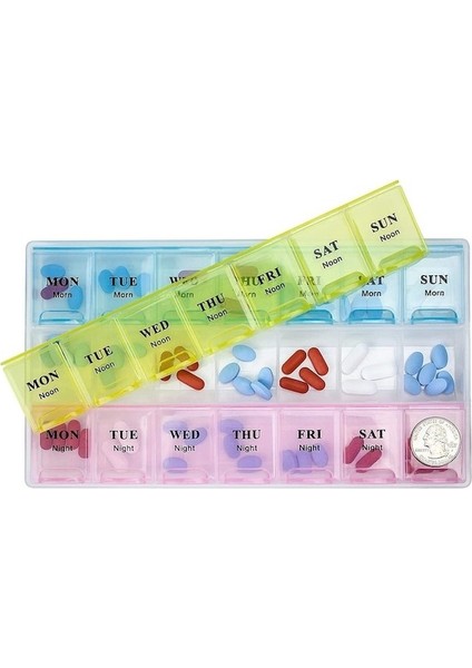 Haftalık Renkli ilaç Saklama Kutusu 7 Bölmeli fiyatları