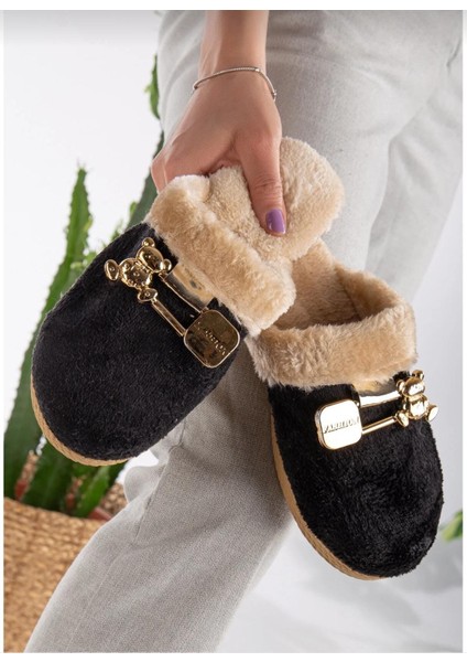 Ayıcık Tokalı Kadın Kışlık Günlük Ev Terliği