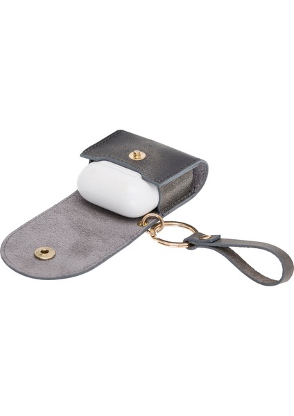 Apple Airpods 2.nesil Uyumlu Deri Kılıf Mai Snap TN18 Gri indirimleri