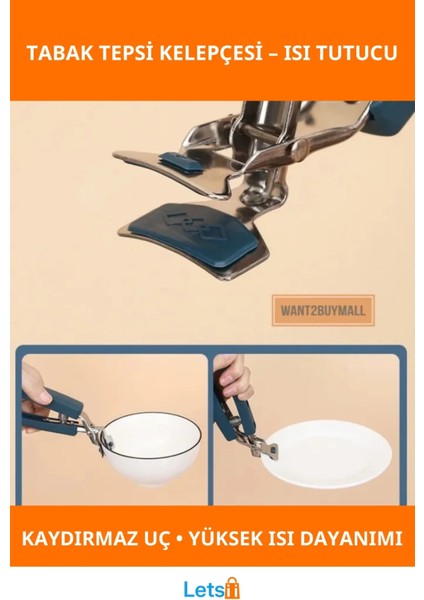 Sıcak Tabak ve Tepsi Kelepçesi Yanma Önleyici Dayanıklı Mutfak Aracı