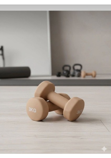 Vinly Neoprene Kaplamalı Döküm Demir Dambıl Estetik Soft Pilates Fitness Ağırlığı 2 Adet x 3 kg