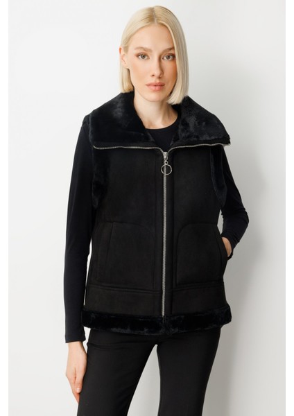Kadın Içi Peluşlu Güderi Yelek 8501 Siyah fiyatları