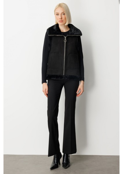 Kadın Içi Peluşlu Güderi Yelek 8501 Siyah modelleri