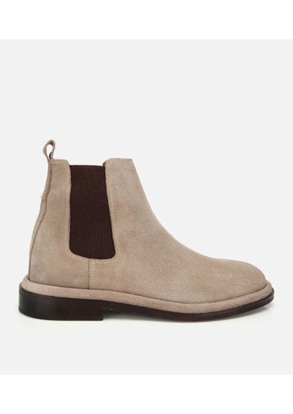 02BOH312240A310 ERKEK Süet Deri Bej Lastik Detaylı Chelsea Bot