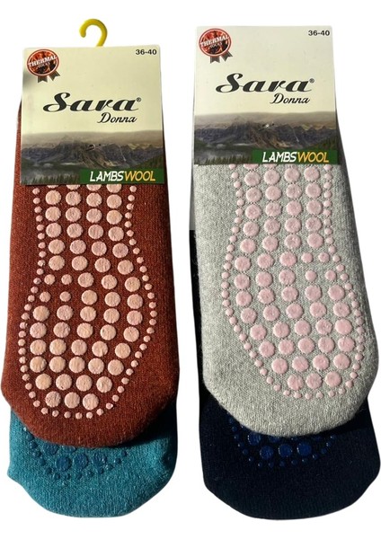 Çorapdiyarı & Sara Altı Abs Baskılı Yün Babet Tavaf - Pilates - Yoga Çorabı 4 Çift fiyatları