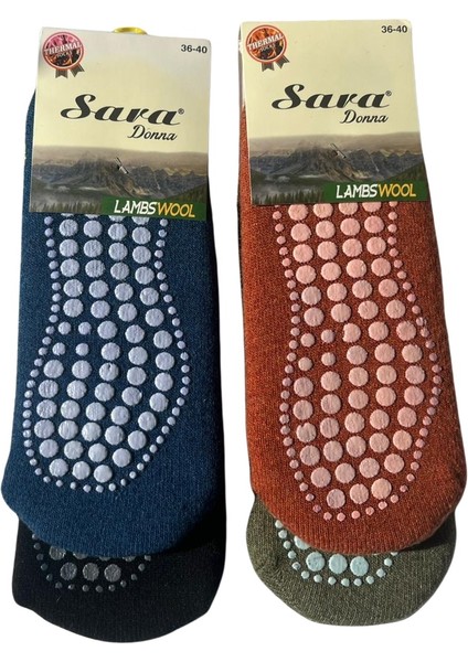 Çorapdiyarı & Sara Altı Abs Baskılı Yün Babet Tavaf - Pilates - Yoga Çorabı 4 Çift fırsatları