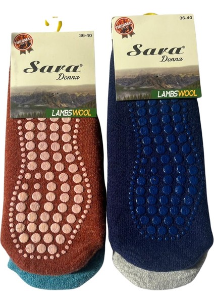 Çorapdiyarı & Sara Altı Abs Baskılı Yün Babet Tavaf - Pilates - Yoga Çorabı 4 Çift indirimleri