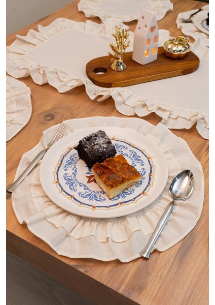 Rufle | 7 Parça Çift Fırfırlı Sofra Sunum Seti 40 x 110 fırsatları