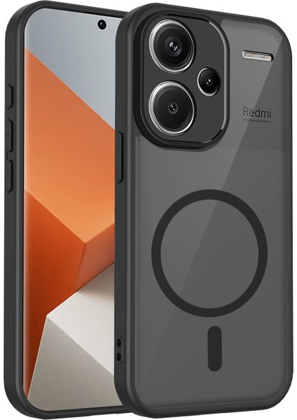 Xiaomi Redmi Note 13 Pro+ Kılıf, Manyetik Yarı Saydam Mat Darbeye Dayanıklı ve Parmak Izi Önleyici Koruyucu Kılıf-Siyah (Yurt Dışından)
