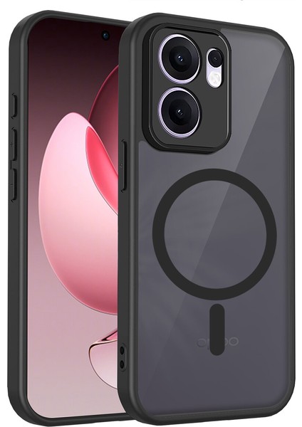 Oppo RENO13 F 4G/RENO13 F 5g Kılıf, Manyetik Yarı Saydam Mat Darbeye Dayanıklı ve Parmak Izi Önleyici Koruyucu Kılıf-Siyah (Yurt Dışından)