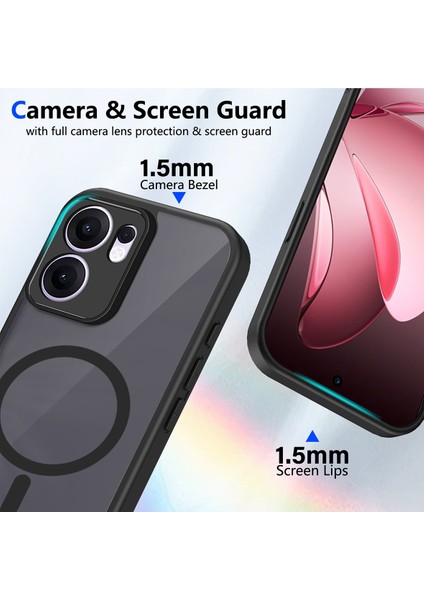 Oppo RENO13 F 4G/RENO13 F 5g Kılıf, Manyetik Yarı Saydam Mat Darbeye Dayanıklı ve Parmak Izi Önleyici Koruyucu Kılıf-Siyah (Yurt Dışından) fiyatları