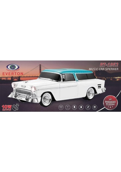 RT-1950 Beyaz Arabalı Bluetooth Fm-Usb-Tf-Aux Şarjlı