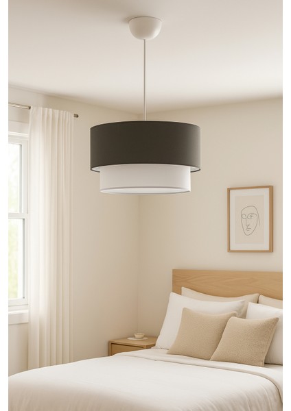 Modern Pasta Tekli Sarkıt Kumaş Avize – Şık Modern Kumaş Tasarım, Mutfak & Yemek Masası & Salon