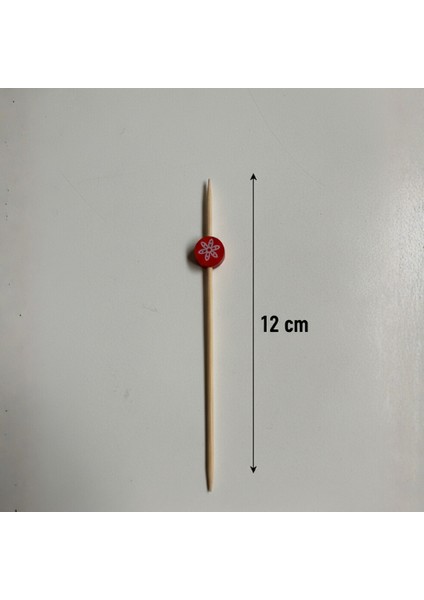 12 Adet Kar Tanesi Baskılı Kırmızı Ahşap Kokteyl Kürdanı - Yılbaşı Aperatif ve Meze Süsü fırsatları
