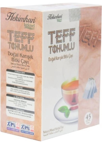Teff Tohumlu Doğal Karışık Bitki Süzen Poşet Çay 45 x 2 G