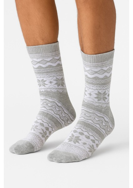 Erkek Yılbaşı Soket Çorap – Pamuklu, Desenli, Sıcak Tutan Noel Temalı 40-45 Numara