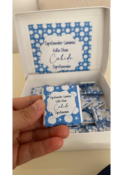 Öğretmenler Günü Hediye Isme Özel 40 Adet Çikolata-Kutulu