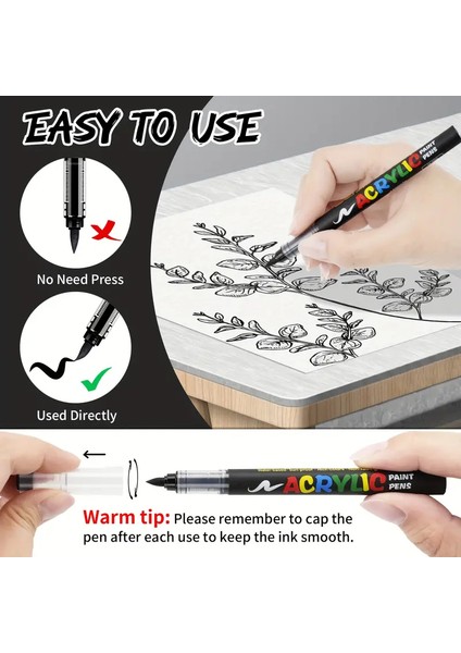Art Tone 2'li Siyah Beyaz Akrilik Marker Fırça Uçlu Keçeli Kalem Seti Posca Gibi Taş Kağıt Metal Tahta Cam fiyatları
