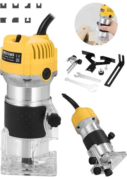 Alman 3000 Watt 6 Kademe Devir Ayarlı Formika Traşlama Freze Makinesi 6 mm Pens