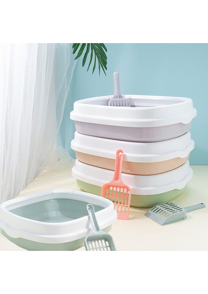 Yarı Kapalı Plastik Kedi Kum Kabı