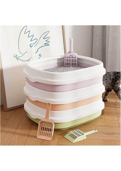 Yarı Kapalı Plastik Kedi Kum Kabı