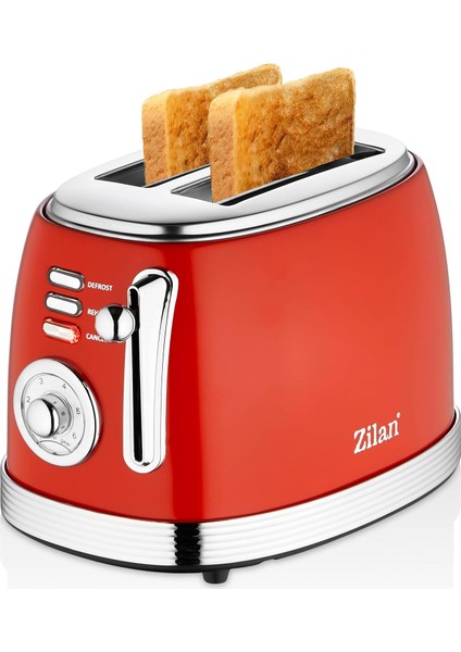 60&apos;lı Yılların Retro Ekmek Kızartma Makinesi 2 Dilim Paslanmaz Çelik | Çift Yuvalı Ekmek Kızartma Makinesi | 6 Kademeli | Otomatik Kapanma | Kırıntı