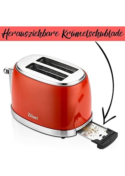 60&apos;lı Yılların Retro Ekmek Kızartma Makinesi 2 Dilim Paslanmaz Çelik | Çift Yuvalı Ekmek Kızartma Makinesi | 6 Kademeli | Otomatik Kapanma | Kırıntı modelleri