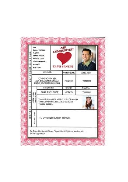 Aşk Cumhuriyeti Tapusu fiyatları