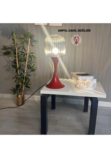 Soto Bal Rengi Cam Masa Lambası Dekoratif Abajur Çocuk Odası Başucu Lambası Okuma Lambası