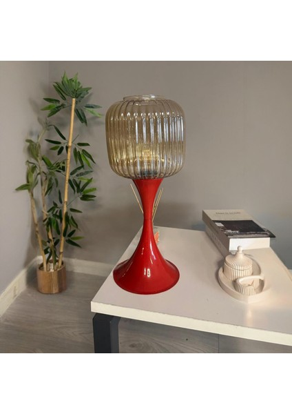 Soto Bal Rengi Cam Masa Lambası Dekoratif Abajur Çocuk Odası Başucu Lambası Okuma Lambası