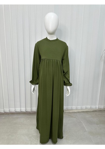 Çocuk Namaz Elbisesi Hazır Eşarbı ile Takım Haki Yeşili fırsatları