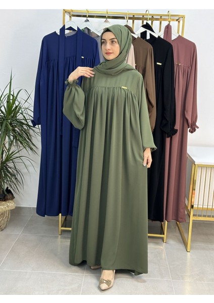 Şallı ve Üsten Robalı,kemerli Elbise Takım .hijap ,abaya (Hac ve Umre Için Uygundur) Yeşil modelleri