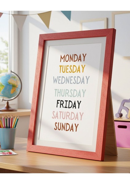 Ingilizce Haftanın Günleri Dijital Baskı Poster V6 (Çerçevesiz) fiyatları