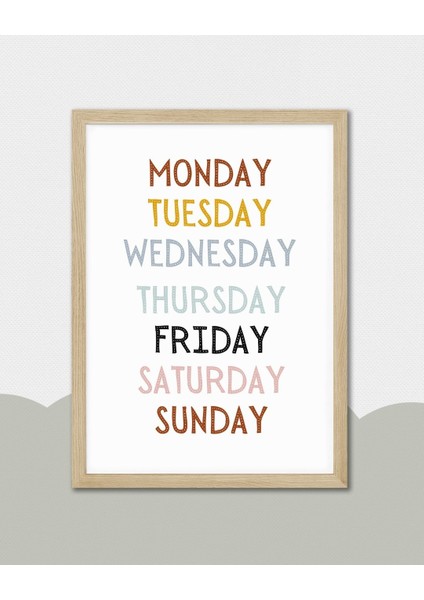 Ingilizce Haftanın Günleri Dijital Baskı Poster V6 (Çerçevesiz) fırsatları